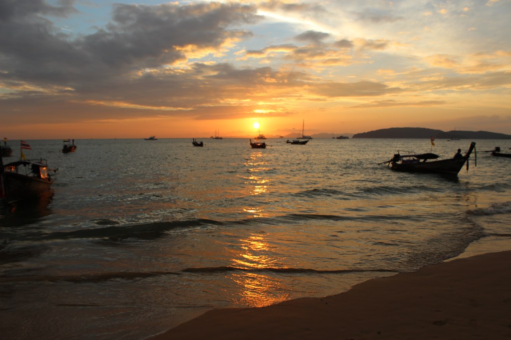 Sunset on Ao Nang beach.